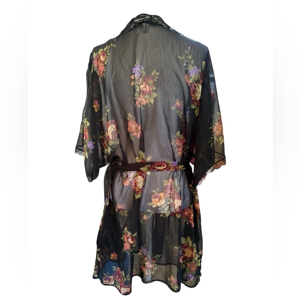 Christian Dior Sheer Floral Lace Robe - Black and Multicolor Womens Small - Picture 11 of 12